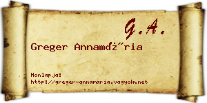Greger Annamária névjegykártya